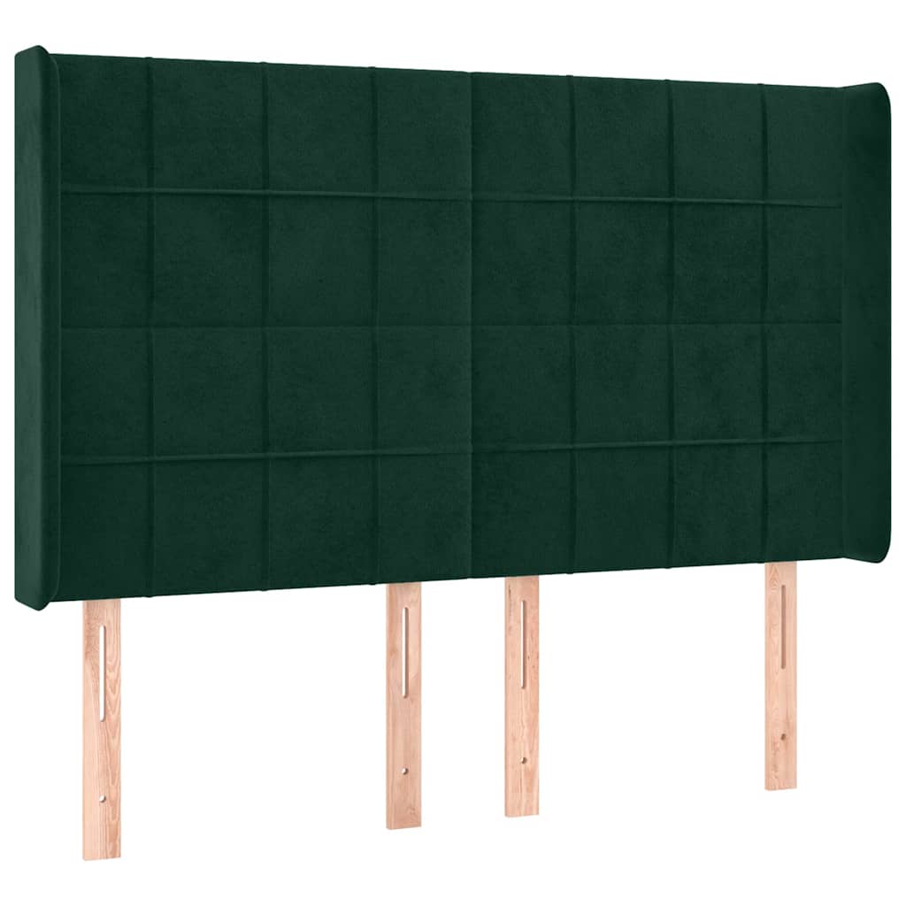 Sötétzöld bársony LED-es fejtámla 147x16x118/128 cm 3