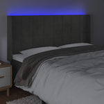 Sötétszürke bársony LED-es fejtámla 163x16x118/128 cm 4