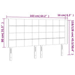 Sötétszürke bársony LED-es fejtámla 163x16x118/128 cm 6