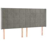 Világosszürke bársony LED-es fejtámla 183x16x118/128 cm 3