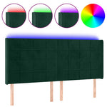Sötétzöld bársony LED-es fejtámla 183x16x118/128 cm 2