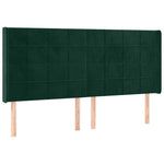 Sötétzöld bársony LED-es fejtámla 183x16x118/128 cm 3