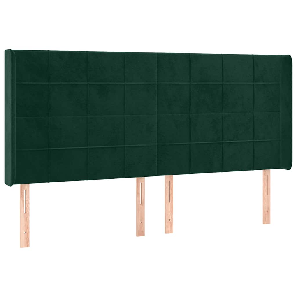 Sötétzöld bársony LED-es fejtámla 183x16x118/128 cm 3