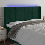 Sötétzöld bársony LED-es fejtámla 203x16x118/128 cm