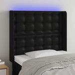 Fekete műbőr LED-es fejtámla 93x16x118/128 cm