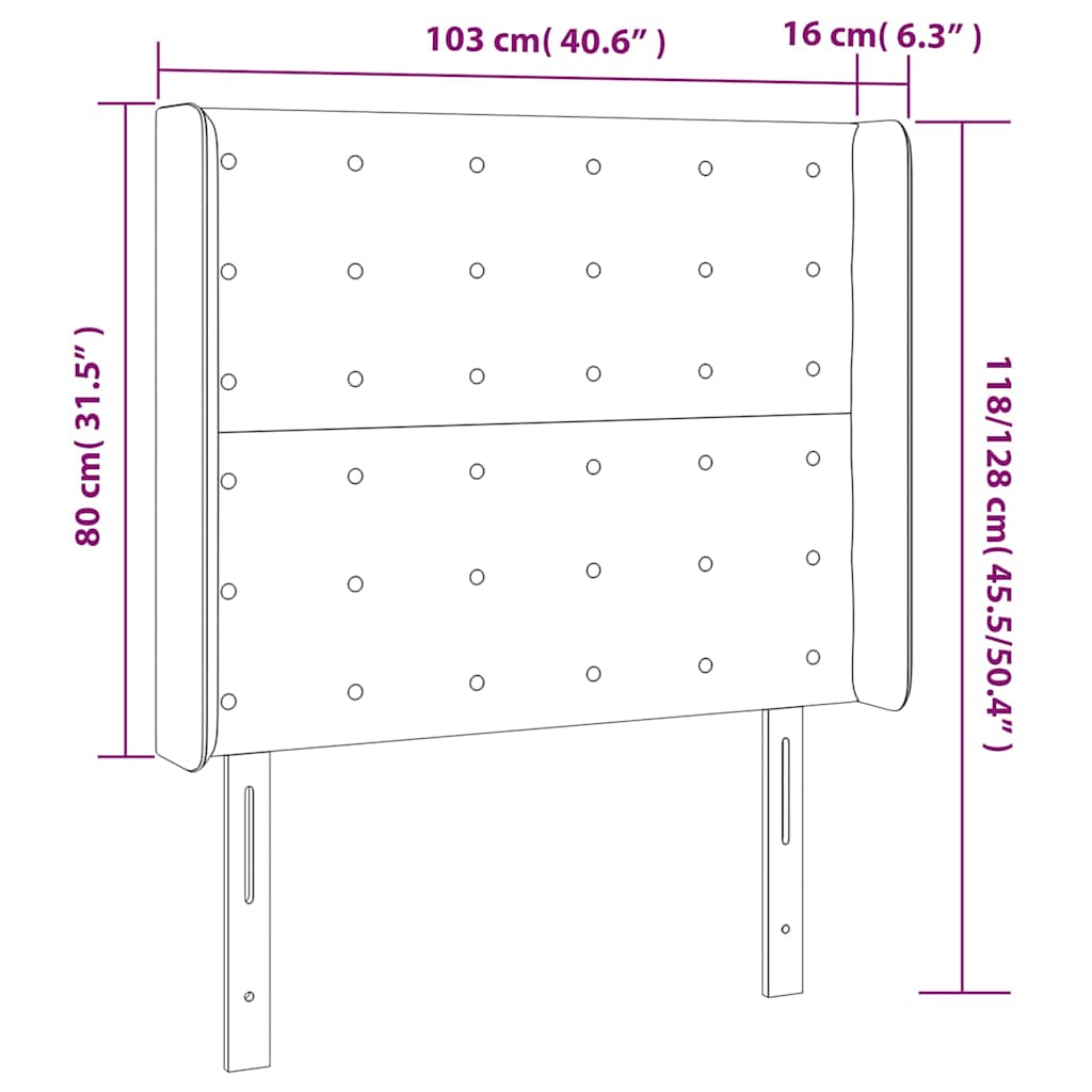 Krémszínű műbőr LED-es fejtámla 103x16x118/128 cm 6