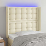 Krémszínű műbőr LED-es fejtámla 103x16x118/128 cm