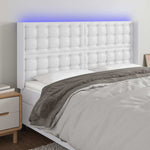 Fehér műbőr LED-es fejtámla 147x16x118/128 cm