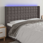 Szürke műbőr LED-es fejtámla 163x16x118/128 cm
