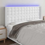 Fehér műbőr LED-es fejtámla 183x16x118/128 cm