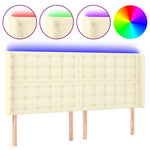 Krémszínű műbőr LED-es fejtámla 203x16x118/128 cm 2