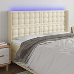 Krémszínű műbőr LED-es fejtámla 203x16x118/128 cm