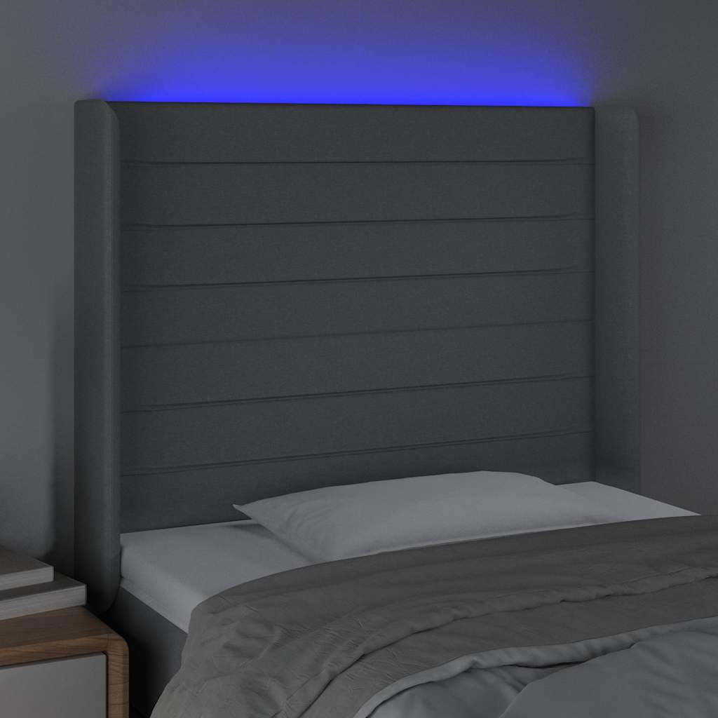 Világosszürke szövet LED-es fejtámla 83x16x118/128 cm 4