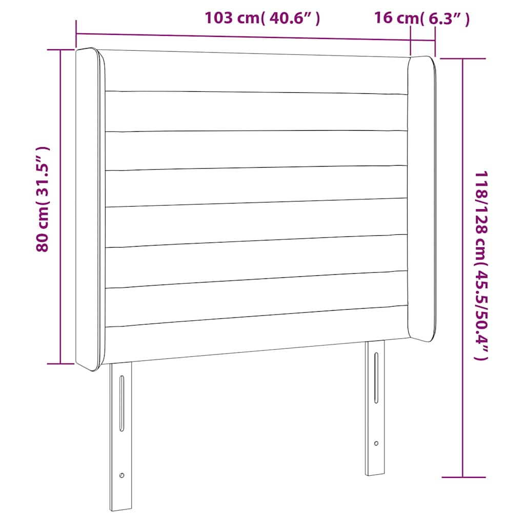 Sötétbarna szövet LED-es fejtámla 103x16x118/128 cm 6