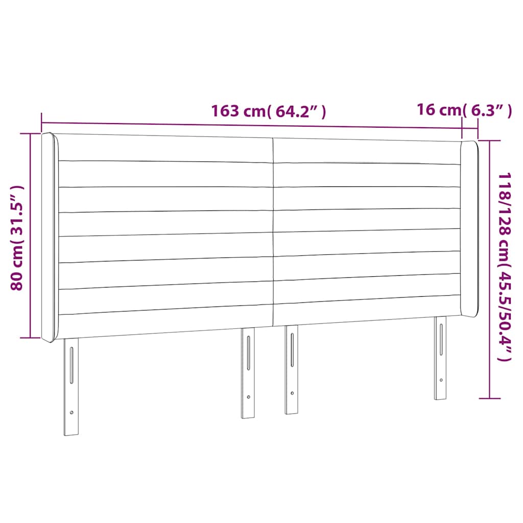 Sötétbarna szövet LED-es fejtámla 163x16x118/128 cm 6