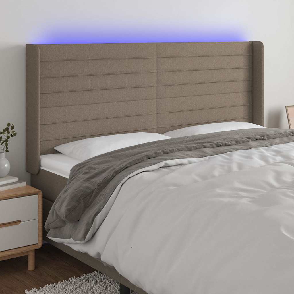 Tópszínű szövet LED-es fejtámla 163x16x118/128 cm
