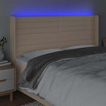 Krémszínű szövet LED-es fejtámla 183x16x118/128 cm 4