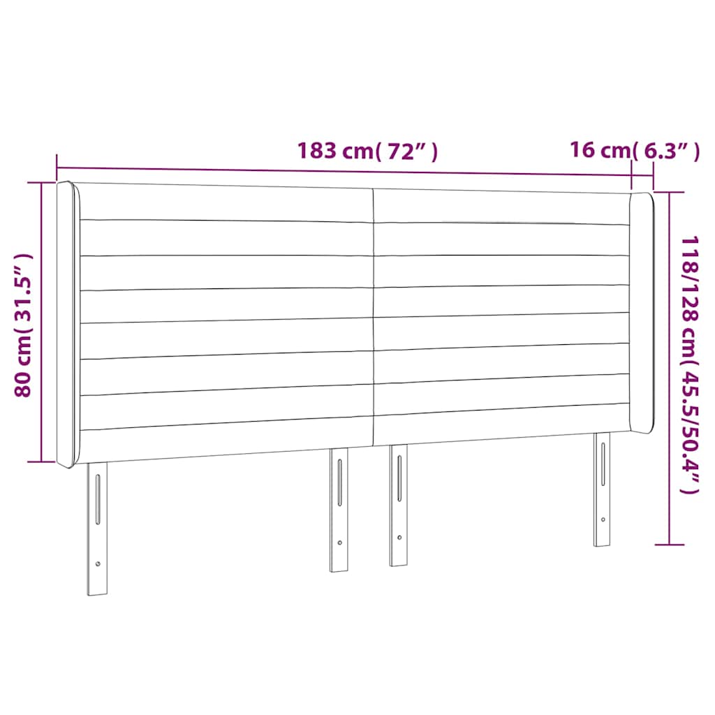 Krémszínű szövet LED-es fejtámla 183x16x118/128 cm 6