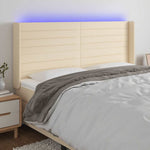 Krémszínű szövet LED-es fejtámla 183x16x118/128 cm