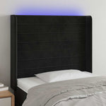 Fekete bársony LED-es fejtámla 83x16x118/128 cm