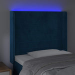 Sötétkék bársony LED-es fejtámla 83x16x118/128 cm 4