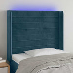 Sötétkék bársony LED-es fejtámla 83x16x118/128 cm