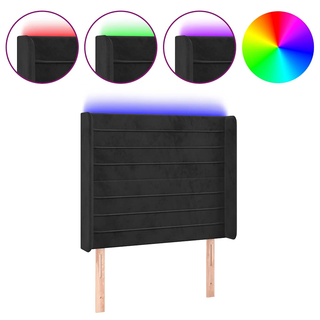 Fekete bársony LED-es fejtámla 103x16x118/128 cm 2
