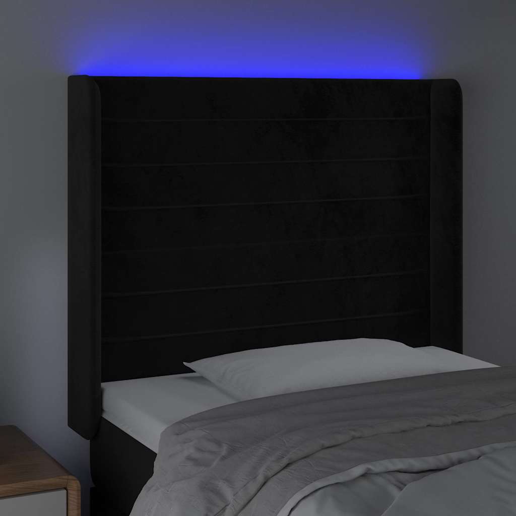 Fekete bársony LED-es fejtámla 103x16x118/128 cm 4