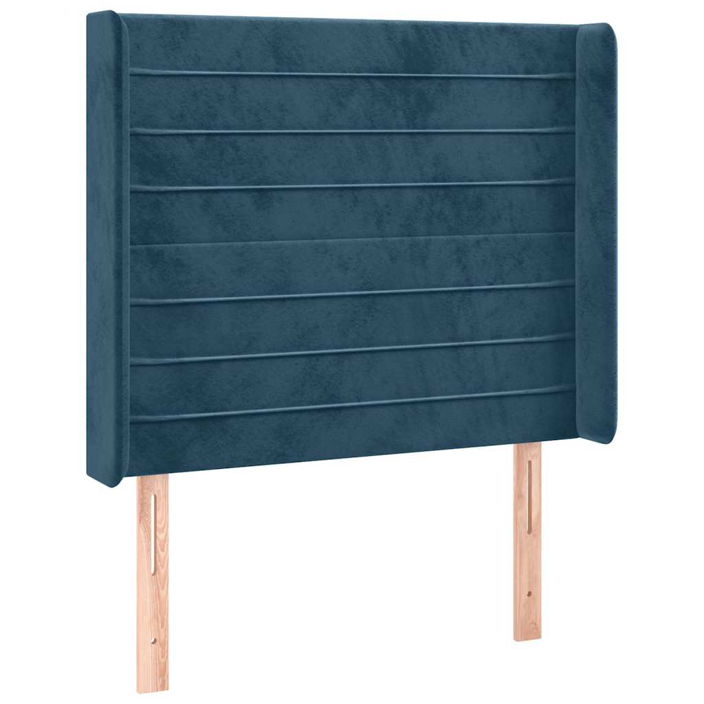 Sötétkék bársony LED-es fejtámla 103x16x118/128 cm 3
