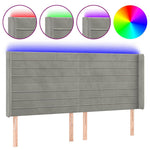 Világosszürke bársony LED-es fejtámla 183x16x118/128 cm 2