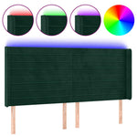 Sötétzöld bársony LED-es fejtámla 183x16x118/128 cm 2
