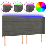 Sötétszürke bársony LED-es fejtámla 203x16x118/128 cm 2