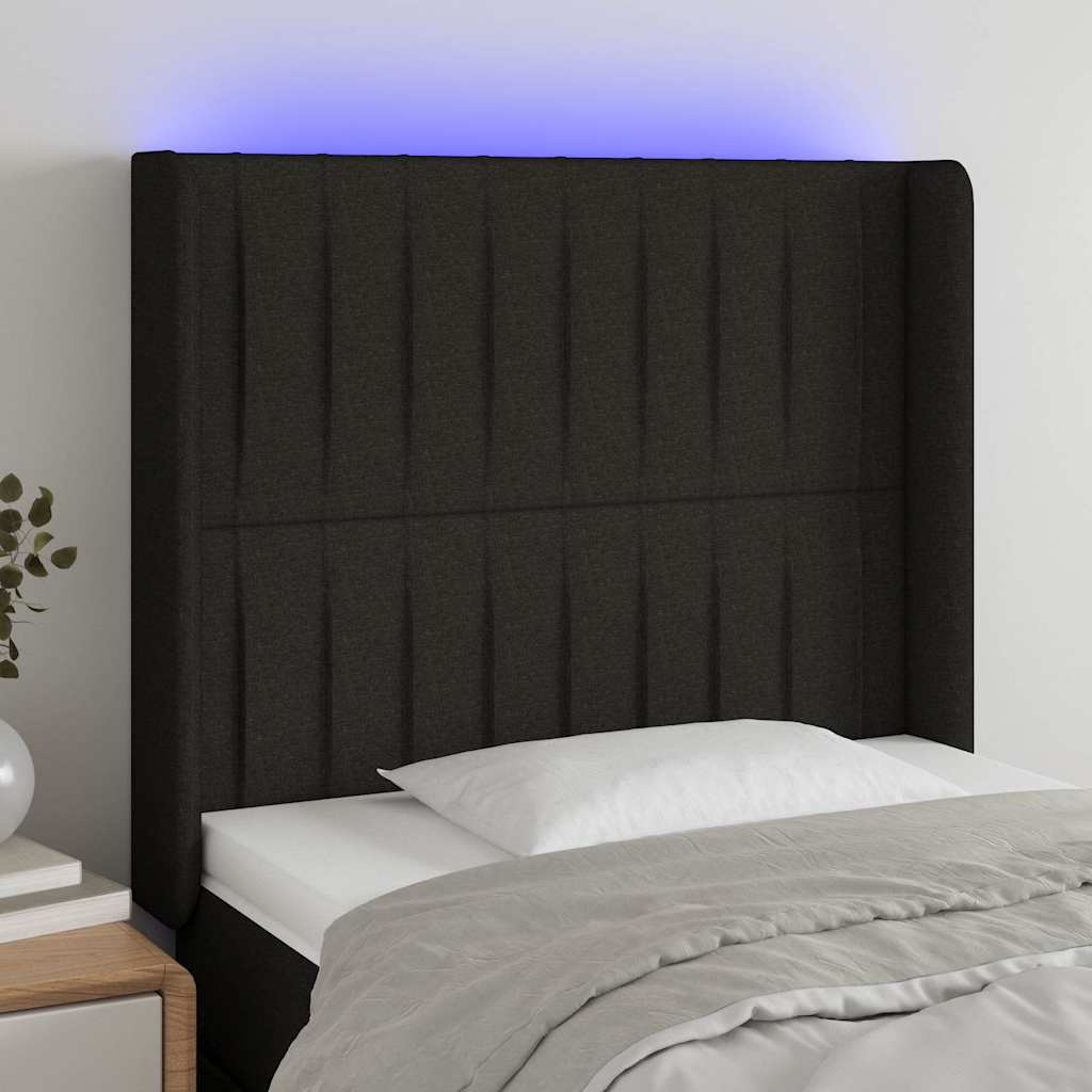Fekete szövet LED-es fejtámla 83x16x118/128 cm
