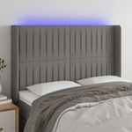 Sötétszürke szövet LED-es fejtámla 147x16x118/128 cm
