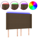Sötétbarna szövet LED-es fejtámla 147x16x118/128 cm 2
