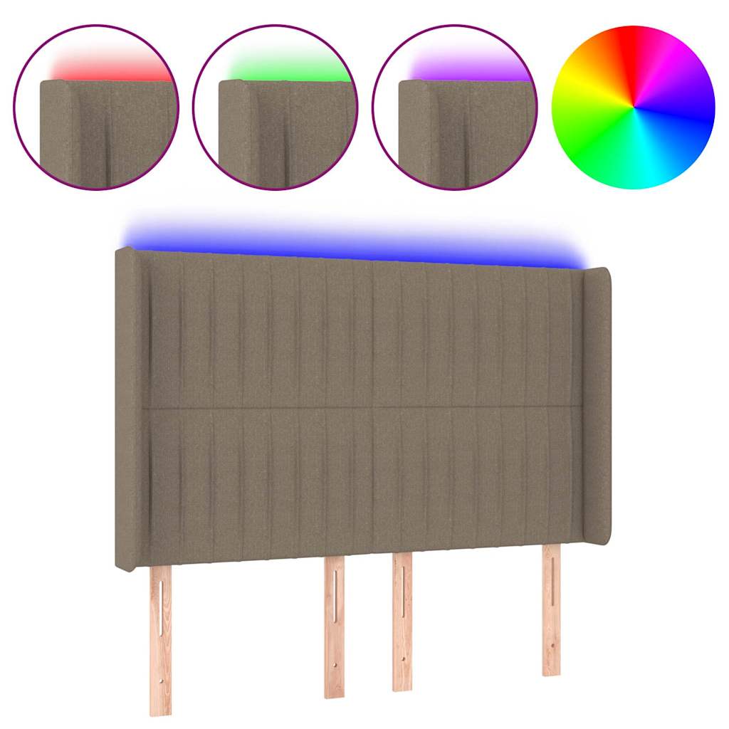 Tópszínű szövet LED-es fejtámla 147x16x118/128 cm 2