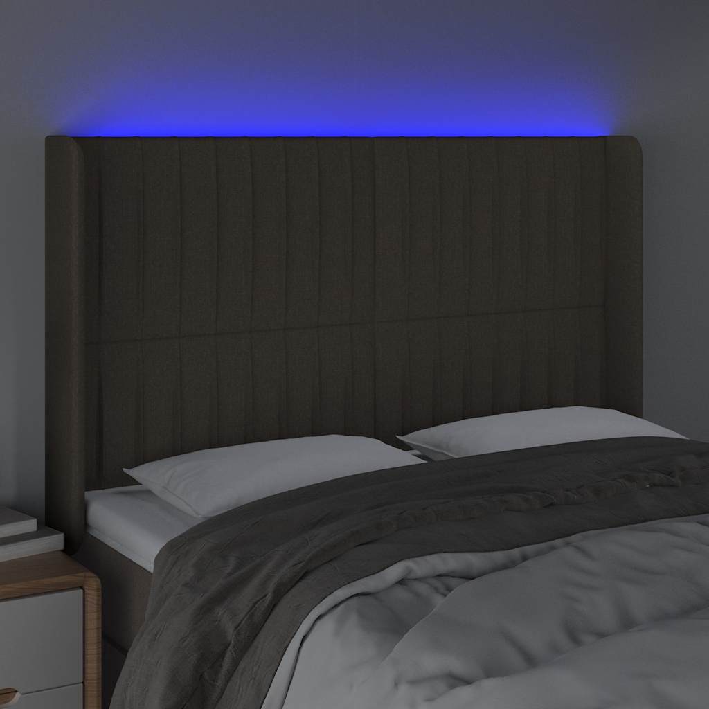 Tópszínű szövet LED-es fejtámla 147x16x118/128 cm 4