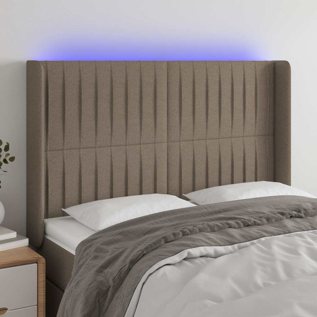 Tópszínű szövet LED-es fejtámla 147x16x118/128 cm