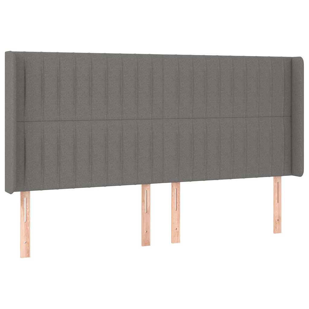 Sötétszürke szövet LED-es fejtámla 163x16x118/128 cm 3