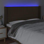 Sötétbarna szövet LED-es fejtámla 163x16x118/128 cm 4