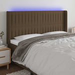 Sötétbarna szövet LED-es fejtámla 163x16x118/128 cm