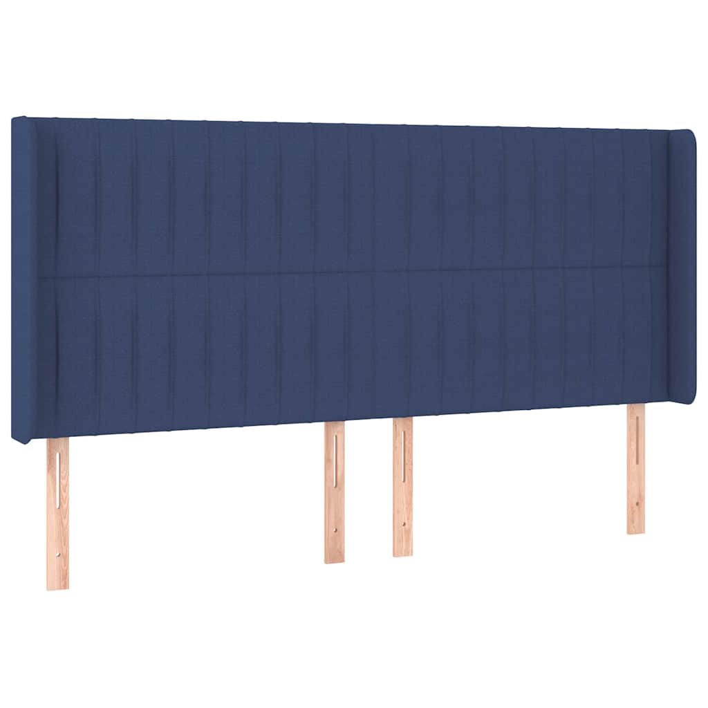 Kék szövet LED-es fejtámla 163x16x118/128 cm 3