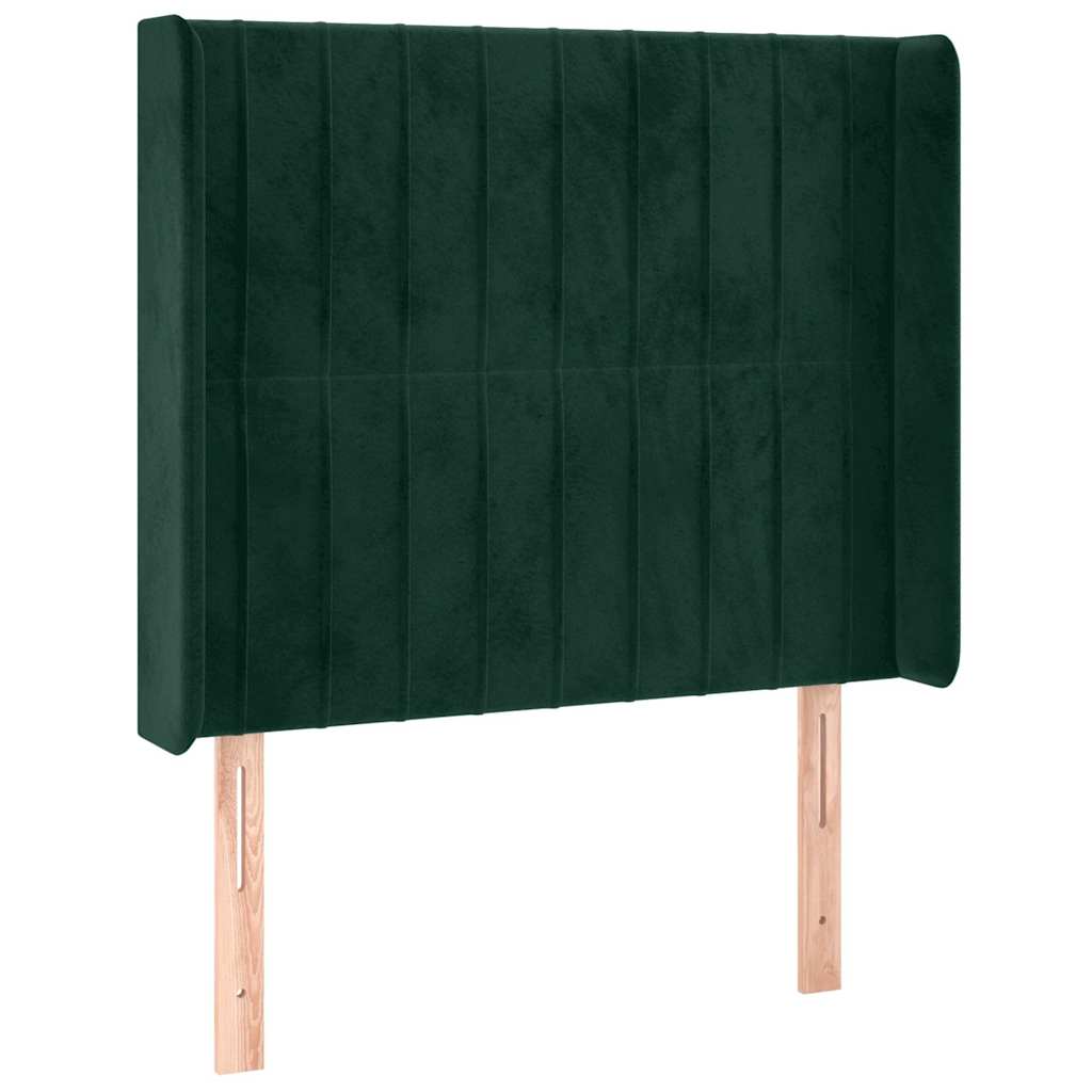 Sötétzöld bársony LED-es fejtámla 93x16x118/128 cm 3