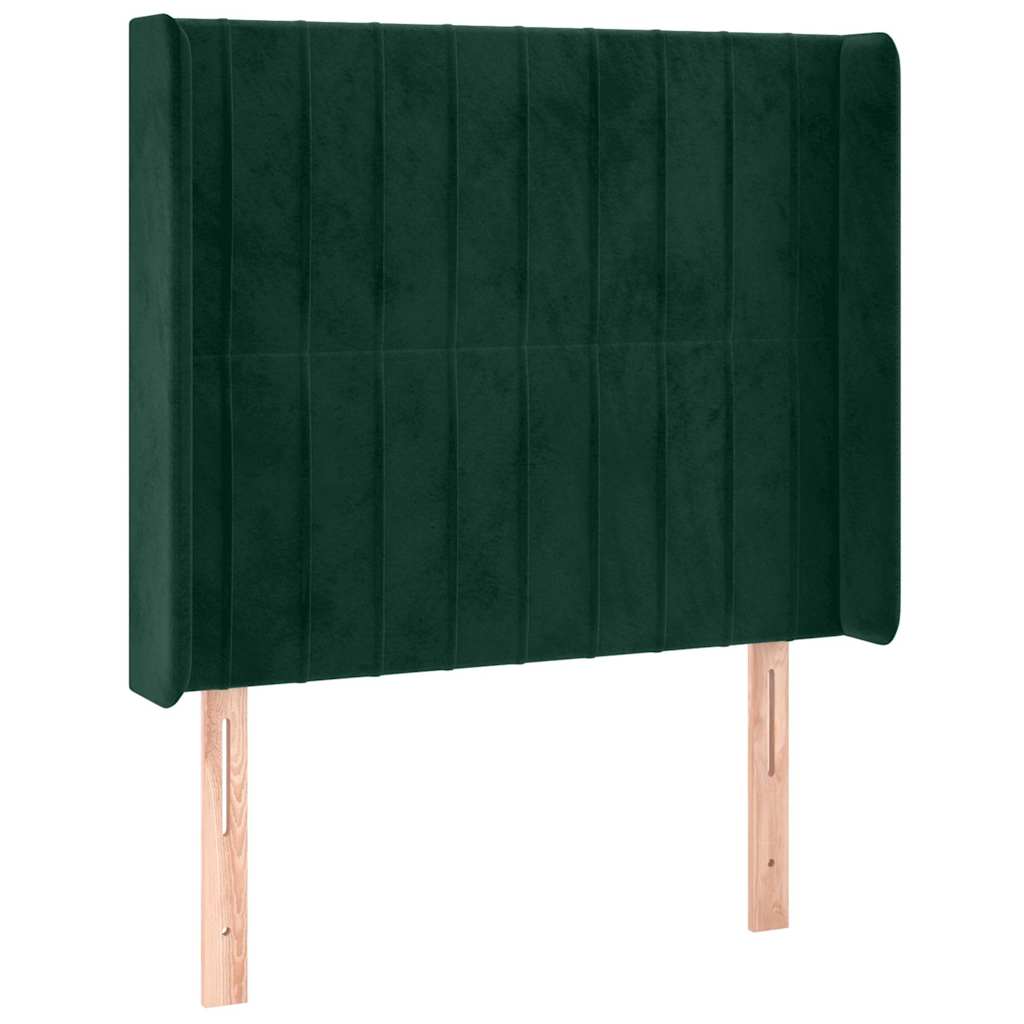 Sötétzöld bársony LED-es fejtámla 103x16x118/128 cm 3