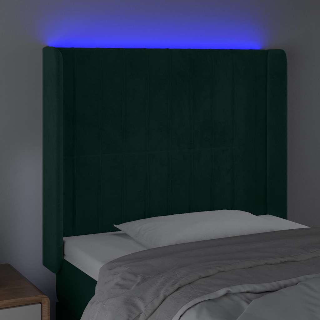 Sötétzöld bársony LED-es fejtámla 103x16x118/128 cm 4