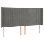 Világosszürke bársony LED-es fejtámla 183x16x118/128 cm 3