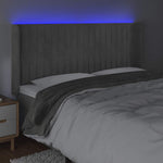 Világosszürke bársony LED-es fejtámla 183x16x118/128 cm 4
