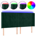 Sötétzöld bársony LED-es fejtámla 183x16x118/128 cm 2