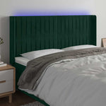 Sötétzöld bársony LED-es fejtámla 183x16x118/128 cm