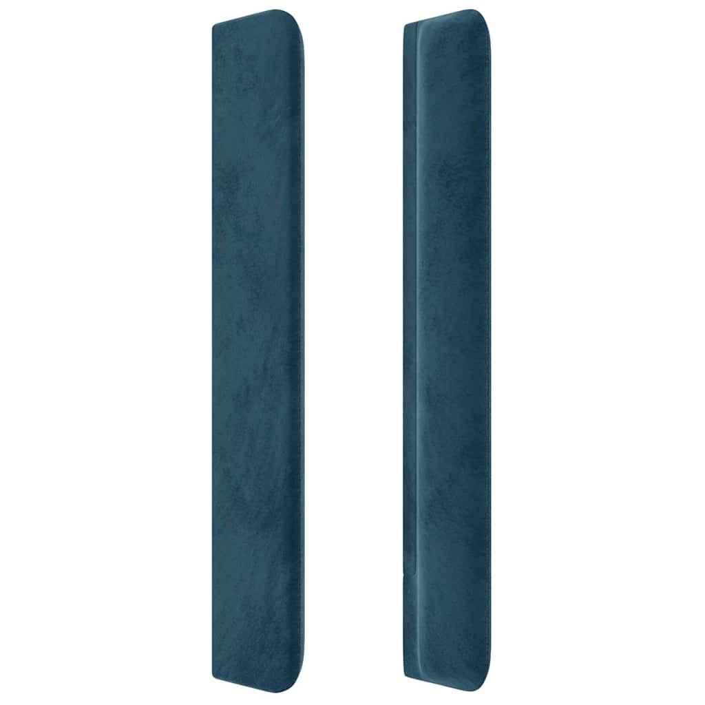 Sötétkék bársony LED-es fejtámla 183x16x118/128 cm 5